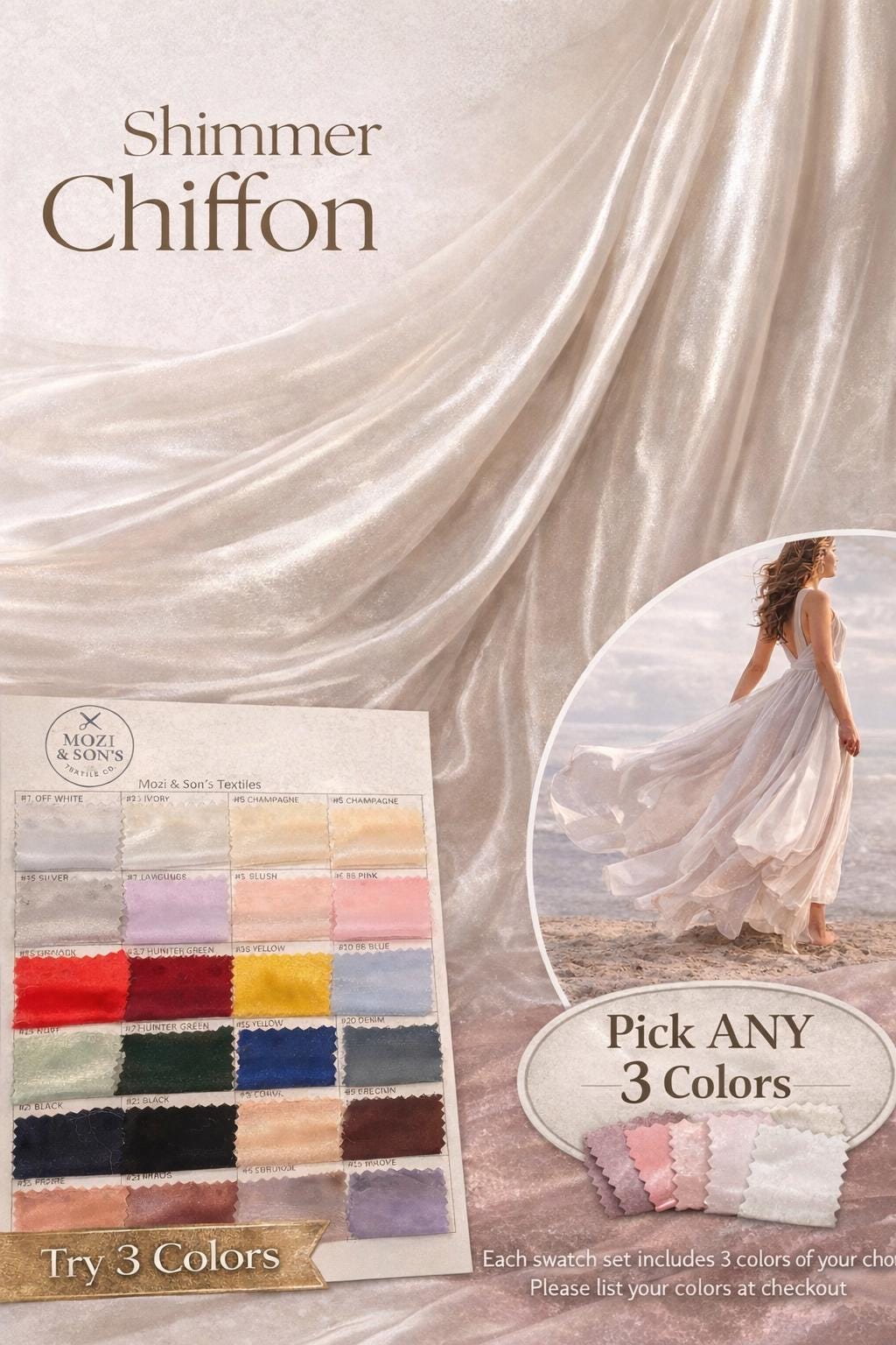 Water Shine Chiffon Fabric – Glossy Sheer Chiffon by the Yard for Dresses,  Bridal & Draping