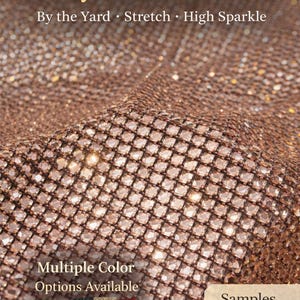 Rhinestone Mesh Fabric by the Yard – Stretch Crystal Fishnet Fabric for Dresses, Dancewear, Costumes, Stage Wear, Sparkle Fabric