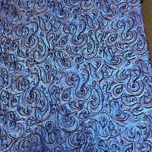 Matte Royal Blue Curly Sequin Fabric on Poly Mesh &quot;The Spiral Sequin&quot; - BTY