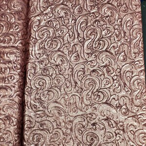 Matte Pink Curly Sequin Fabric on Poly Mesh &quot;The Spiral Sequin&quot; - BTY