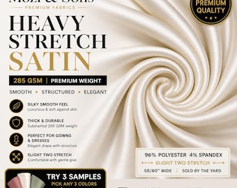 Schwerer Stretch Satin-Stoff Massenware - Dicker Brautkleid Satin, 2-Wege-Stretch, 285 g/m², Luxuskleid-Stoff 60 ”breit, seidig glatt