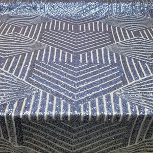 Royal Blue Geometric Sequin Fabric on Mesh 2 Way Stretch &quot;BombShell Sequins&quot;