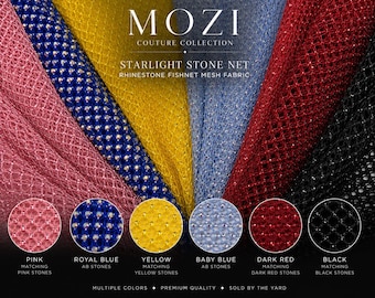 Rhinestone Fishnet Fabric by the Yard, Starlight Stone Net, Sparkle Stone Mesh Fabric, Crystal  Mesh, Dance Costume Fabric, Multiple Colors
