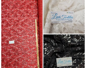 Stretch Lace Floral Embroidery with Shiny Sequins on Nylon Mesh Lace Fabric DIY Dress Sold BTY For Tablecloths/ Runners/ Skirts/ Costumes