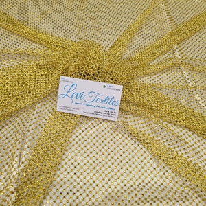Yellow Iridescent Rhinestones on Yellow Soft Stretch Fish Net Mesh, Rhinestone Mesh Crystal Iridescent Fishnet Fabric Sold By The Yard