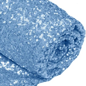 Baby Blue Sequin Fabric, Perfect For Tablecloth, Sequin Tablecloth, Table Runner Glitz Sequin on Poly Mesh 51/52&quot; Wide Sold BTY
