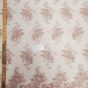 Dusty Rose "The Ozzy Lace" Floral Stickerei w Cording auf Mesh Lace Stoff verkauft BTY - Hochzeit Prom Kleid Spitze Doppel gewellt (#13-002)