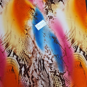 Stretch Imitation Silk Chiffon Spandex Digital Print - 4 Way Stretch - 90/10 Poly/Spandex - 58/60" - Sold BTY - "Tie Dye Snake"