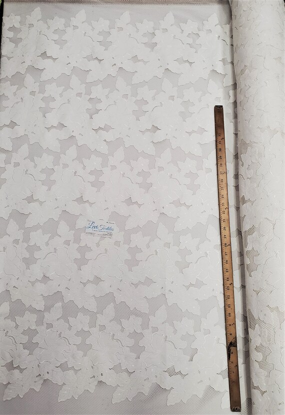 White Faux Leather Laser Cut Lace Fabric on Small Fish Net Mesh "leather  Floral" for Dress Gown Prom Dress Costume Lace DIY Sold BTY - Etsy