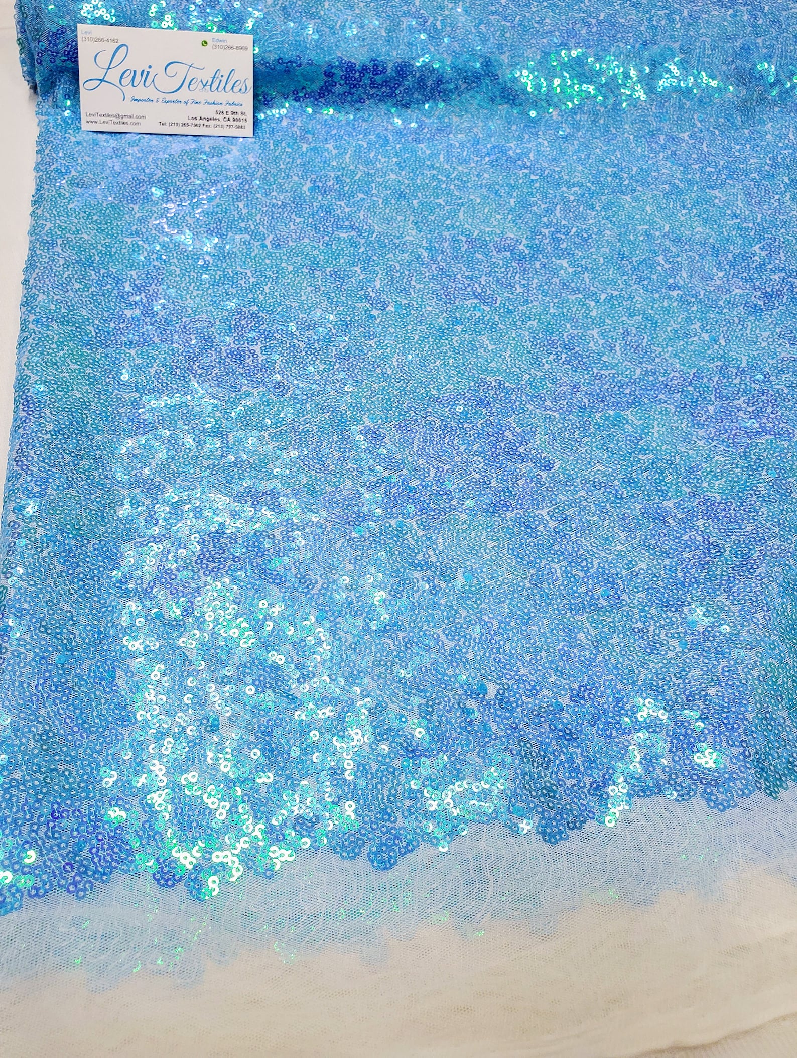 Iridescent Aqua Glitz Sequins Fabric / 3mm Sequin on Poly Mesh | Etsy
