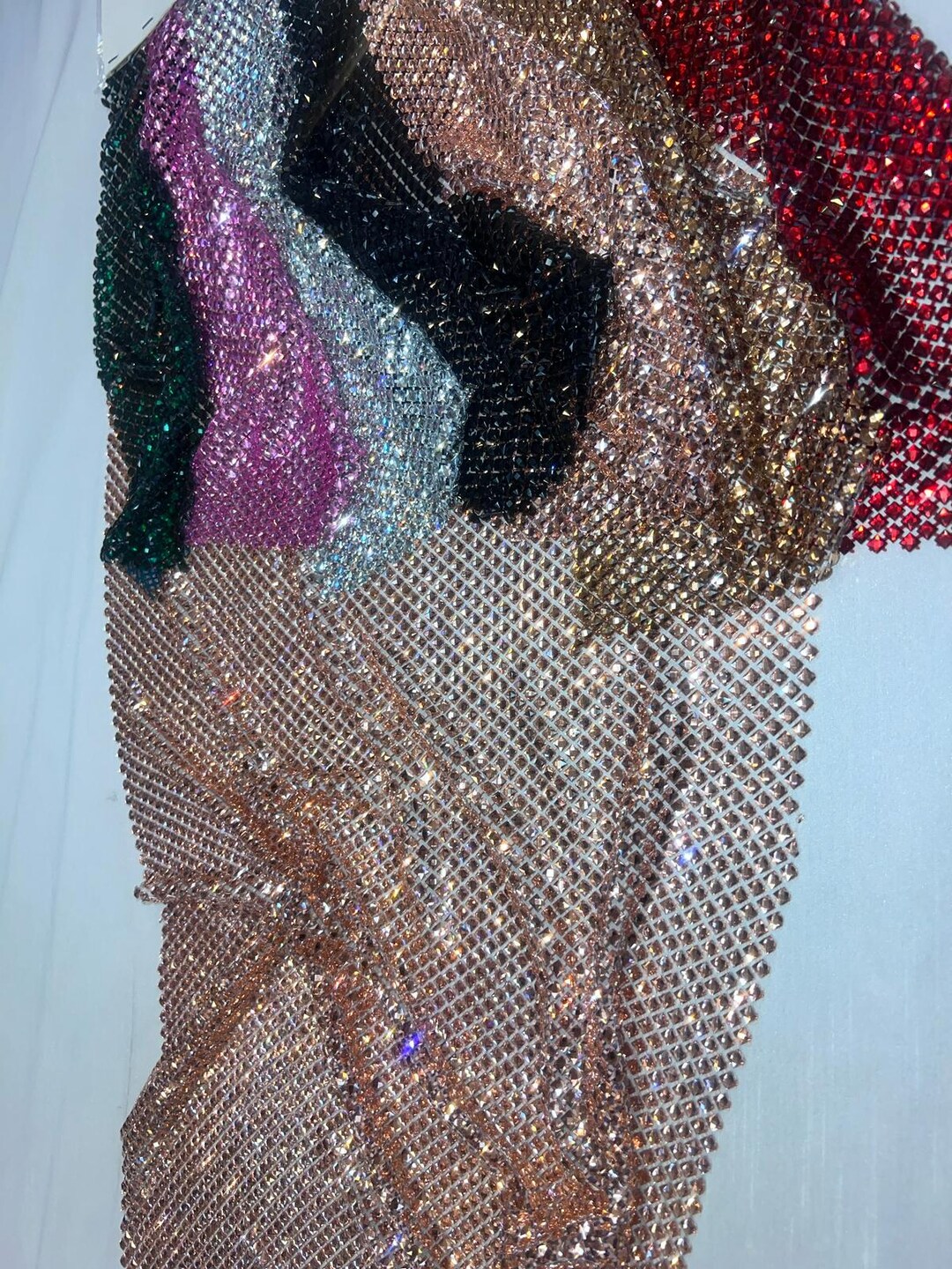 Rhinestone Mesh - Rhinestones on Soft Stretch Fish Net Mesh, Rhinestone ...