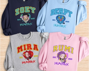 Embroidered Huntrix Famous K Pop Demon Hunters Inspired Sweatshirt Hoodie Viral Movie Gift for Her Cozy Fall Sweater Golden 2025