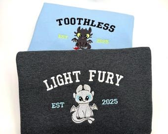 Embroidered Light Fury Sweatshirt: How To Train Your Dragon Crewneck
