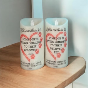 Pet Memorial LED Candle for Vet Clinics, &quot;Please Be Respectful&quot; Sign, Quiet Reminder Candle for Vets, Pet condolence Sign, Vets Sign