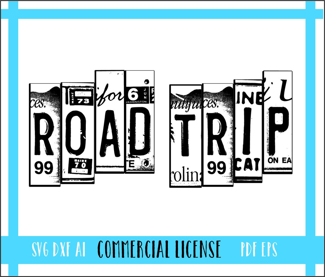 Road Trip License Plate Commercial License Ai Svg Dxf Etsy