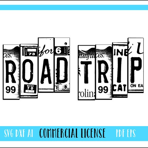 Road Trip License Plate Commercial License Ai Svg Dxf Etsy