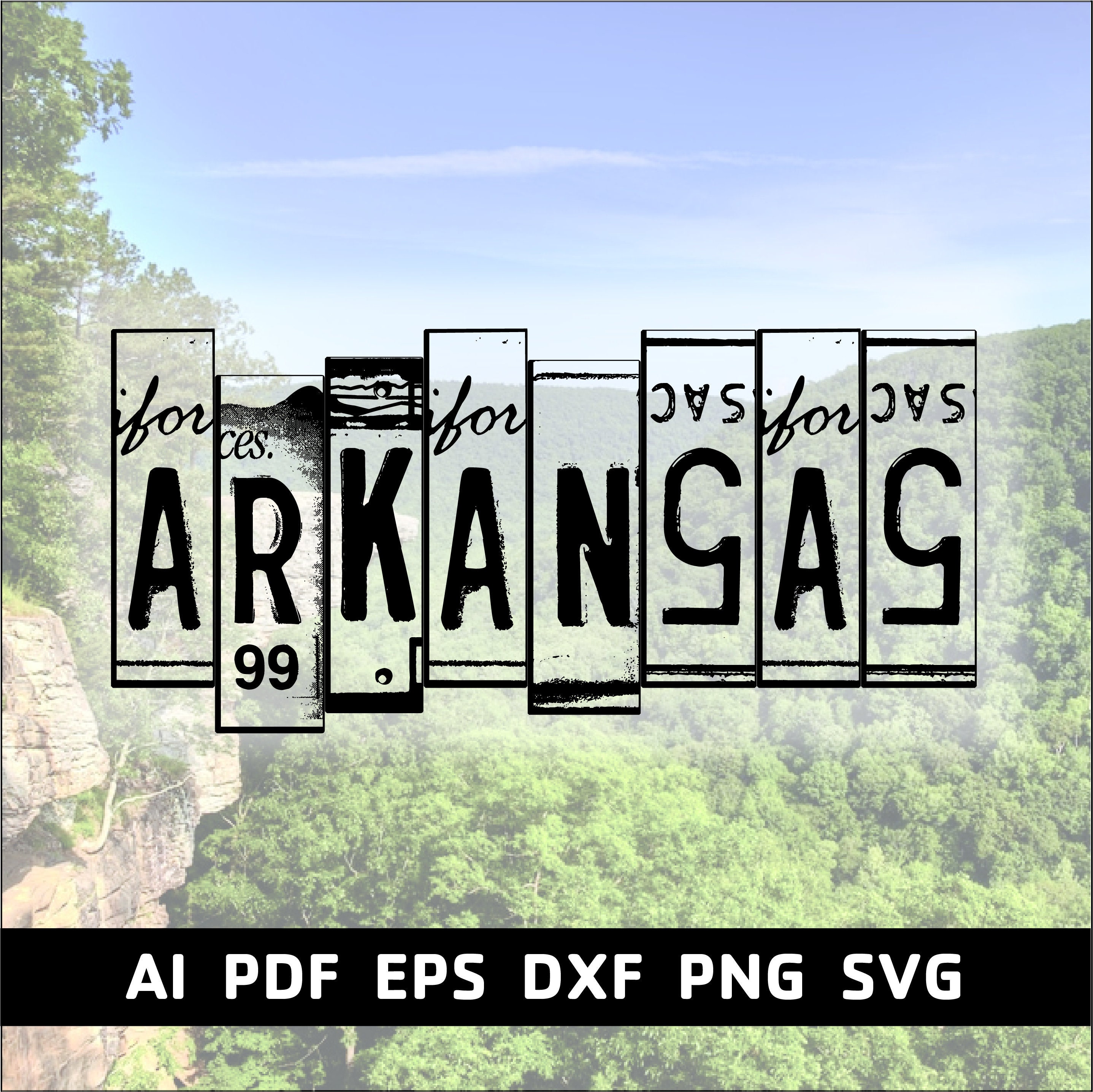 Arkansas License Plate Vector Files Great for Screen Printing, DTG and