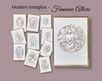 Whimsical Feminine Allure Modern Intaglios| Unique Gift