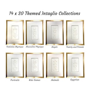 14 x 20 Framed Intaglio Collection Series - Plaster Medallions, Gold Leaf, Grand Tour