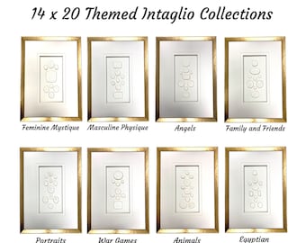 14 x 20 Framed Intaglio Collection Series - Plaster Medallions, Gold Leaf, Grand Tour