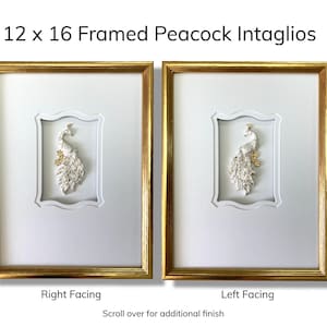 Intaglios de pavo real enmarcados de 12 x 16