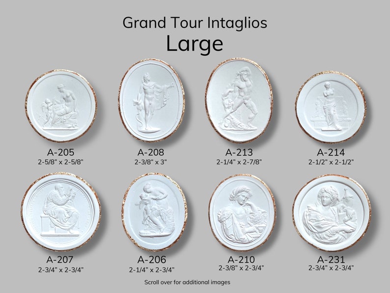 Large Grand Tour Intaglio plaster seals gold leaf medallions unique gift image 2