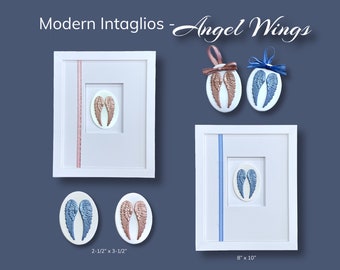 Guardian Angel Wings Intaglio - Ornament - Framed 8x10