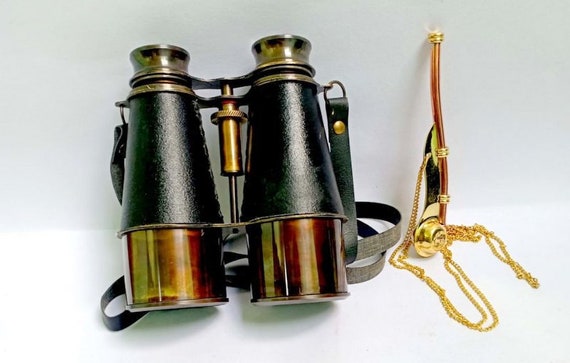 Nautical Brass Binocular with Leather case Pirates Navy | Etsy