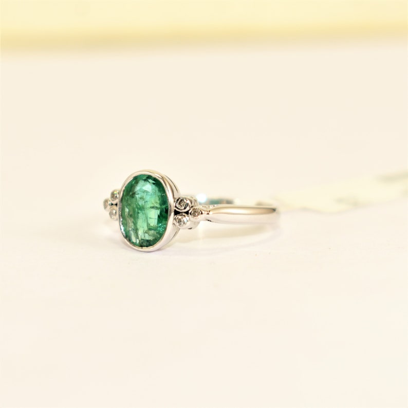 9K,14K Fine Quality Elite Emerald /& Diamond Silver White Gold Plated Ring Love Valentine 2021 Propose Handmade Design