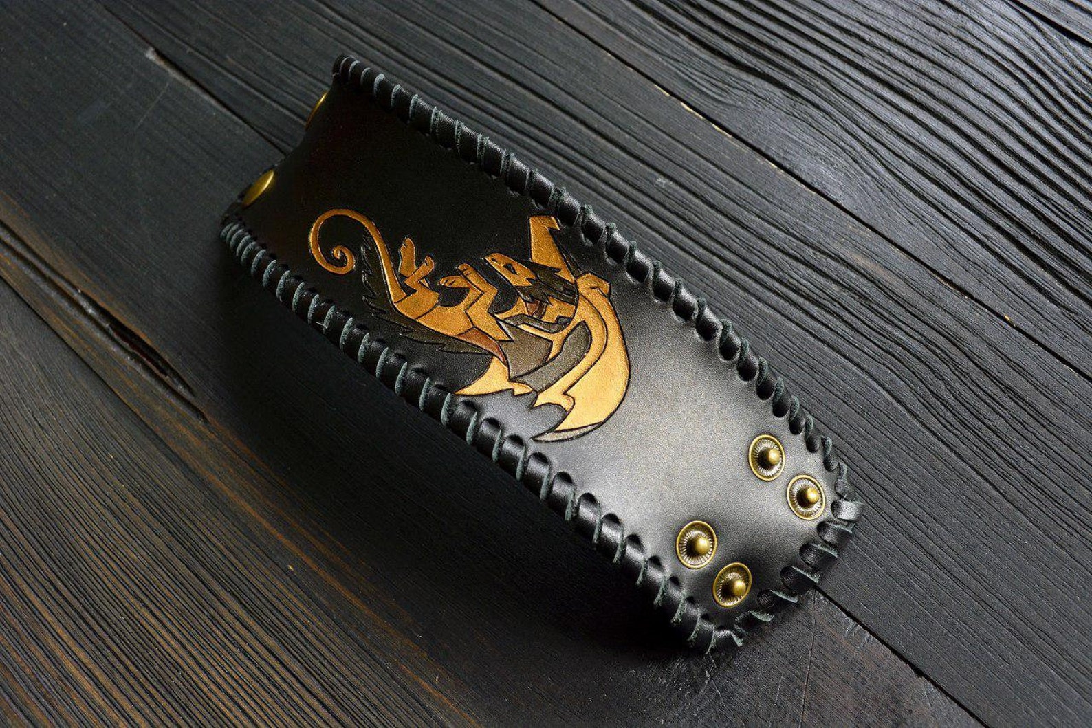 Dragon Leather Cuff Bandebracelet Fantasy Bracelet Etsy France