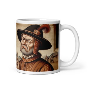 Historicamente hilário: caneca de arte medieval inspirada em IA para um gole e uma risada | 11oz