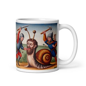 Historicamente hilário: caneca de arte medieval inspirada em IA para um gole e uma risada | 11oz
