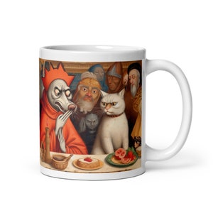 Historicamente hilário: caneca de arte medieval inspirada em IA para um gole e uma risada | 11oz