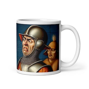 Historicamente hilário: caneca de arte medieval inspirada em IA para um gole e uma risada | 11oz