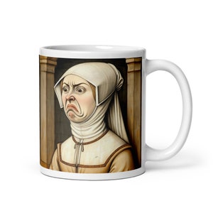 Historicamente hilário: caneca de arte medieval inspirada em IA para um gole e uma risada | 11oz