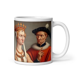Historicamente hilário: caneca de arte medieval inspirada em IA para um gole e uma risada | 11oz