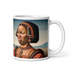 Historicamente hilário: caneca de arte medieval inspirada em IA para um gole e uma risada | 11oz