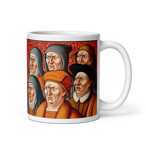 Historicamente hilário: caneca de arte medieval inspirada em IA para um gole e uma risada | 11oz