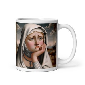Historicamente hilário: caneca de arte medieval inspirada em IA para um gole e uma risada | 11oz