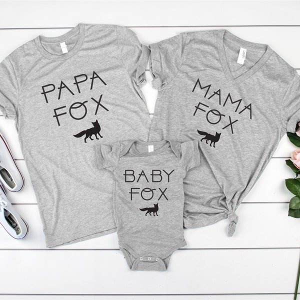 Fox Family Set | Mama Fox, Papa Fox, Baby Fox, Little Fox, Fox Shirts, Fox Shirt, Fox Family