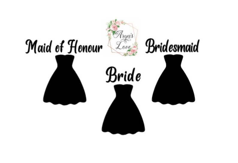 Bridal Party. Hip Flask 3.5 High Bride Wedding Hen Party Decals Gift bags Wine Glass Bridesmaid Stickers