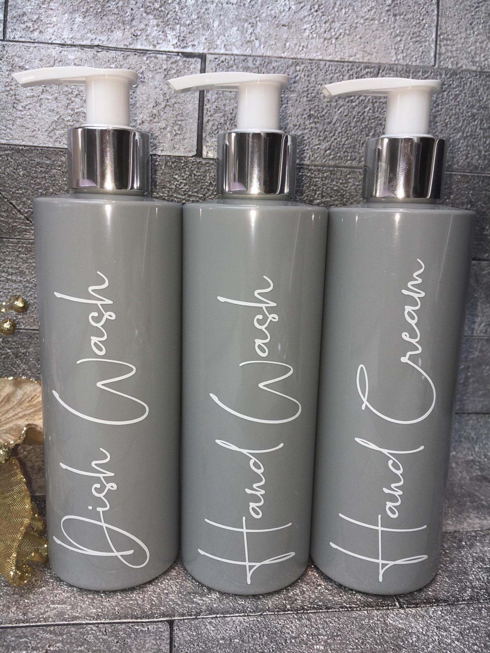 Pump Bottles. Grey Bottle. Shampoo. Hand Wash. Kitchen. Etsy