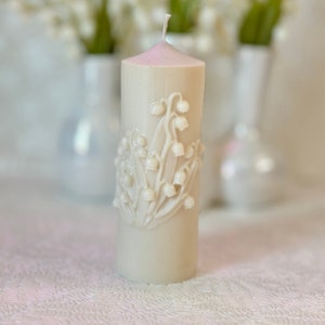 Lily of the Valley Candle • Lily of the Valley • 100% Pillar Wax Candle • Scentend Candle