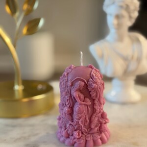 Pink Floral Lady in Garden • Lily of the valley scented candle •  Inspired Candle  • 100% Pillar Wax Candle • Scentend Candle