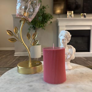 Pink Art Deco Candle •  scented candle •  Inspired Candle  • 100% Pillar Wax Candle