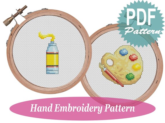 Craft Supplies Tools Paints Brushes Pdf Cute Cross Stitch Baby Cross Stitch Pattern Embroidery For Boy Little Artist Easy Embroidery For Girl Pencils Kits How To