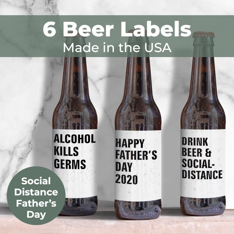 Father's Day Quarantine Themed Beer Label 6 Pack Stickers image 0
