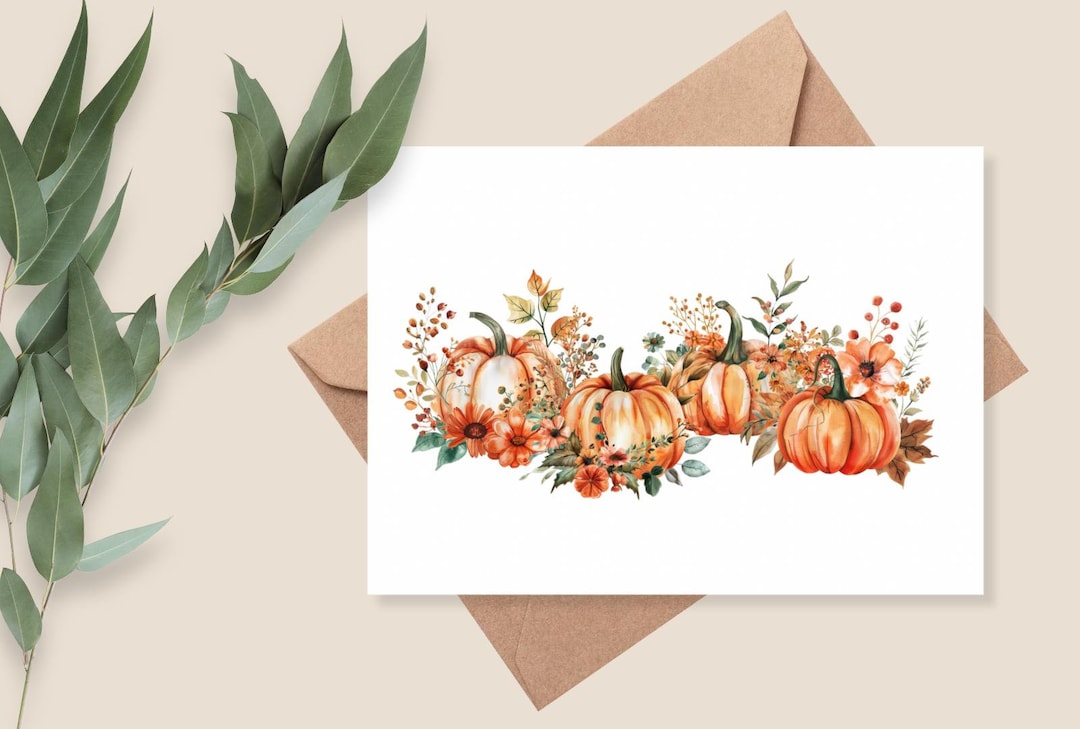 Fall Greeting Card Thanksgiving Card Pumpkin Card Blank Fall Greeting ...