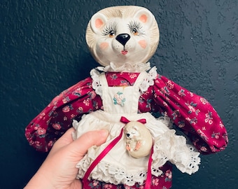 Garry Sharpe Hedgehog Rag Doll Porcelain head and feet 14” l Rare Find