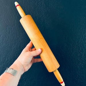 wooden rolling pin 17” length vintage wood rustic farmhouse baker gift